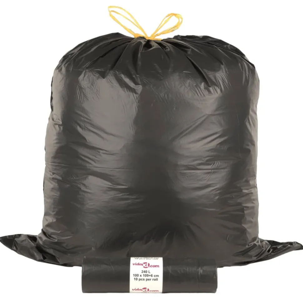 VIDAXL - Sacs poubelles avec cordons 150 pcs noir 240 l