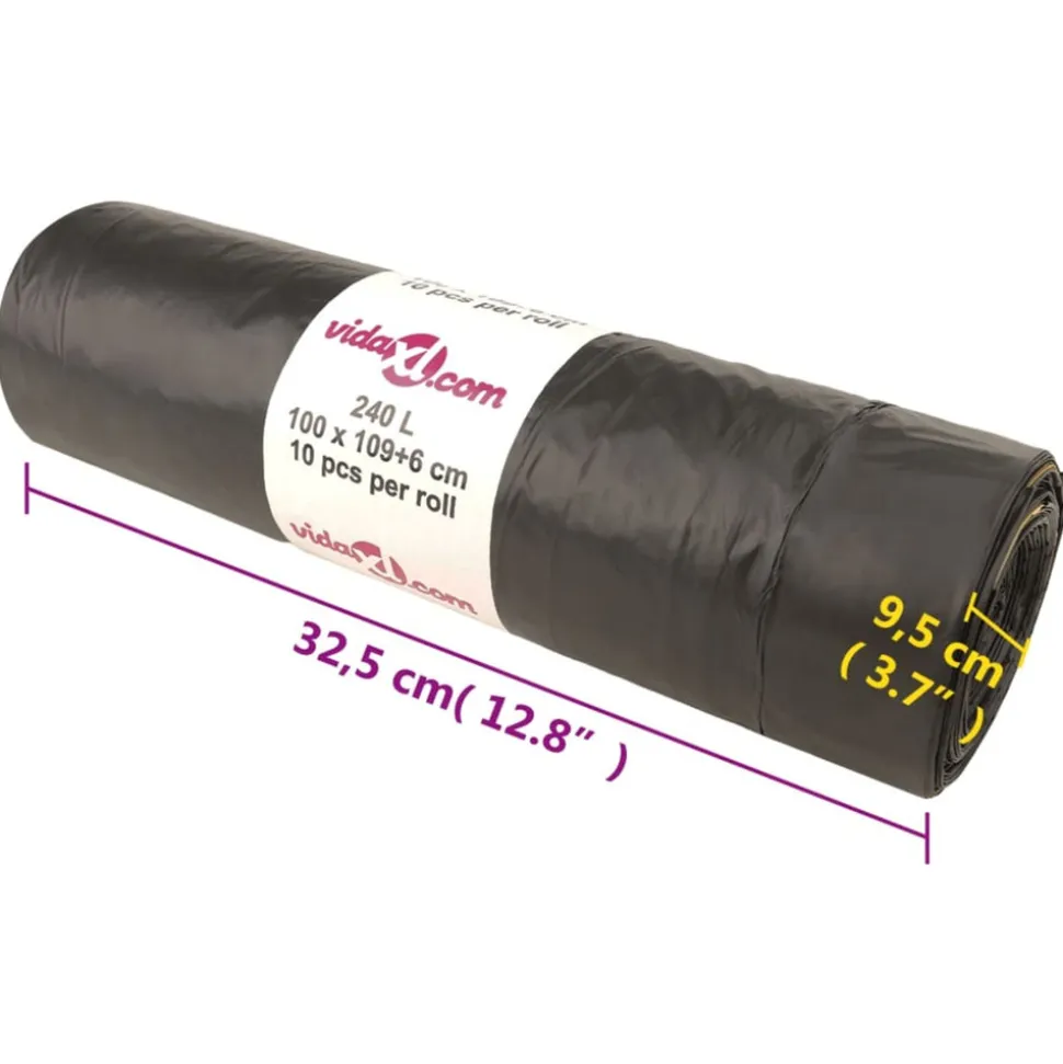 VIDAXL - Sacs poubelles avec cordons 150 pcs noir 240 l