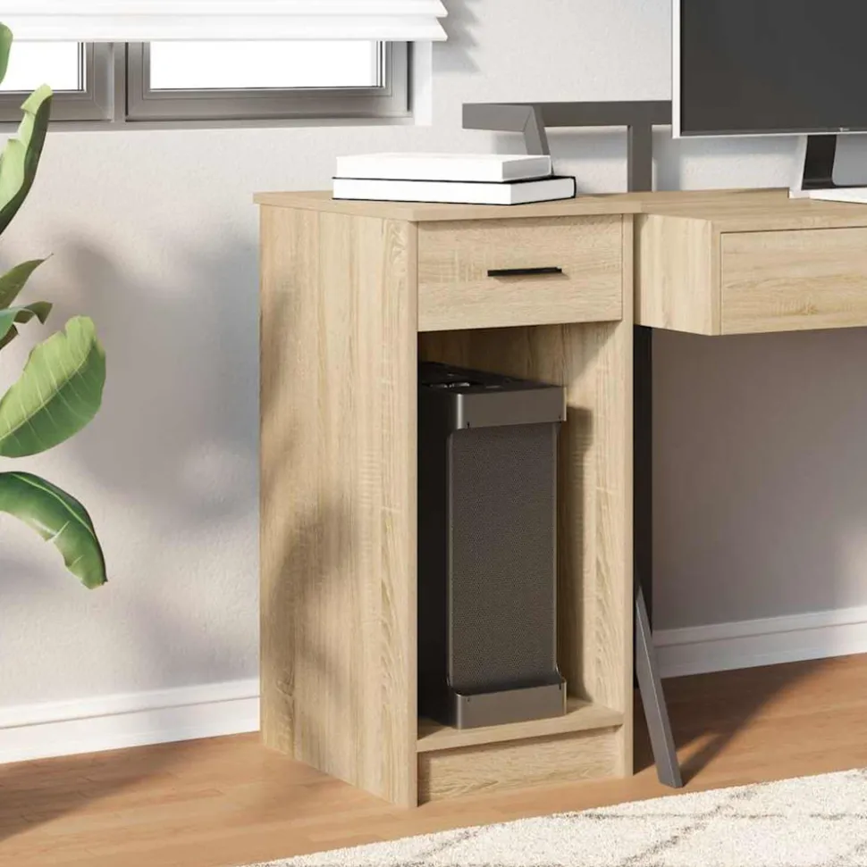 VIDAXL - Support de tour d'ordinateur et tiroir chêne sonoma 35x45x77 cm