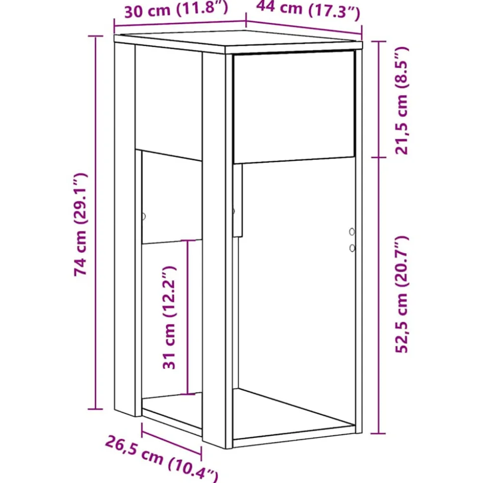 VIDAXL - Support de tour d'ordinateur avec tiroir noir 30x44x74 cm