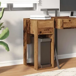 VIDAXL - Support de tour d'ordinateur avec tiroir vieux bois 30x44x74 cm