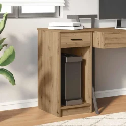 VIDAXL - Support de tour d'ordinateur tiroir chêne artisanal 35x45x77 cm