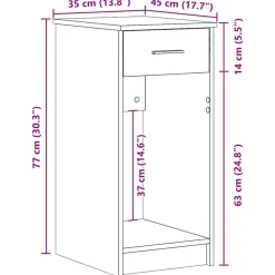 VIDAXL - Support de tour d'ordinateur tiroir chêne artisanal 35x45x77 cm
