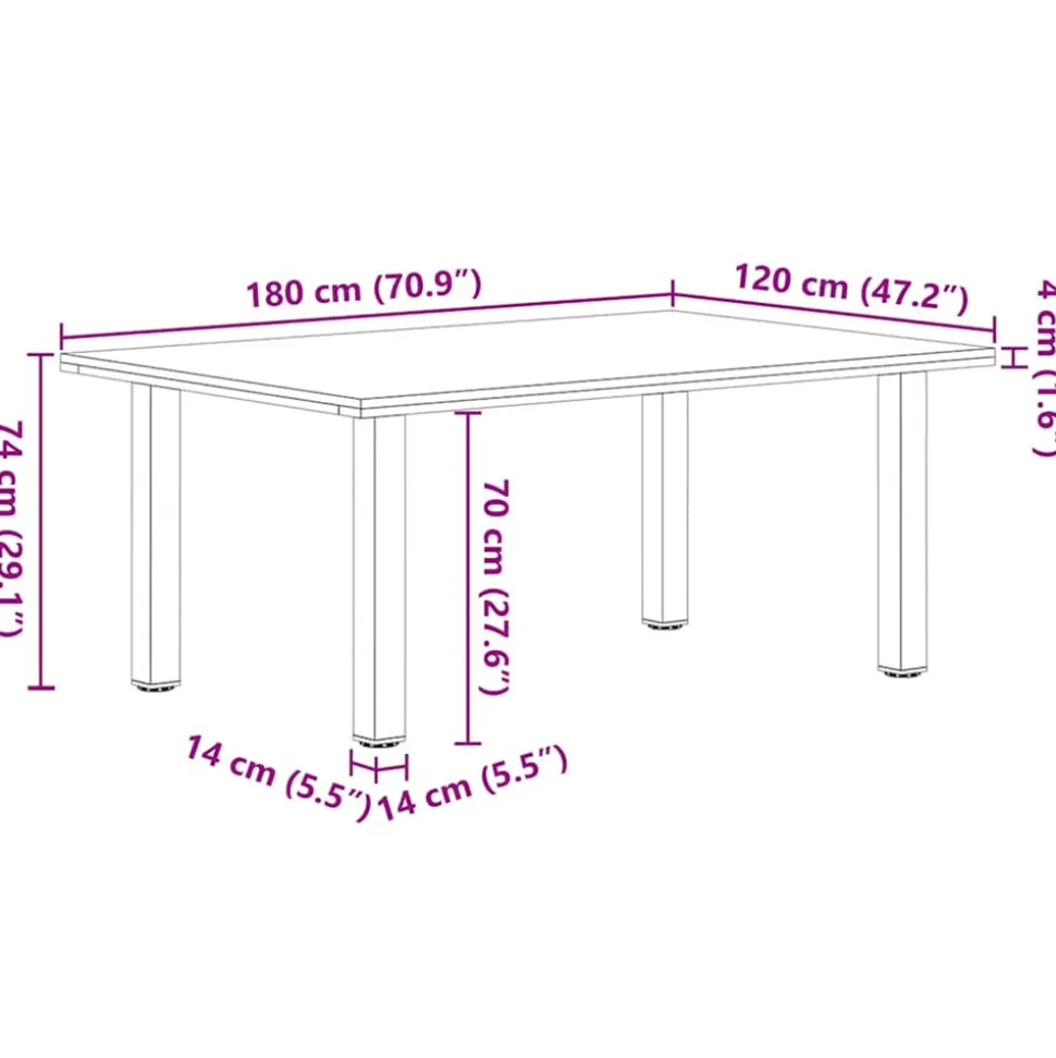 VIDAXL - Table à manger marron clair bois de chêne massif rectangulaire