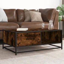 VIDAXL - Table basse chêne fumé 90x57x35 cm bois d'ingénierie et métal