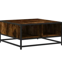 VIDAXL - Table basse chêne fumé 60,5x60,5x30 cm bois d'ingénierie/métal