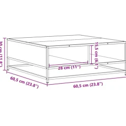 VIDAXL - Table basse chêne fumé 60,5x60,5x30 cm bois d'ingénierie/métal