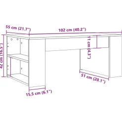 VIDAXL - Table basse chêne artisanal 102x55x42 cm bois d'ingénierie