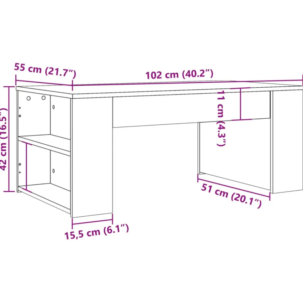 VIDAXL - Table basse chêne artisanal 102x55x42 cm bois d'ingénierie