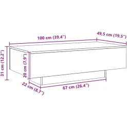 VIDAXL - Table basse chêne artisanal 100x49,5x31 cm bois d'ingénierie