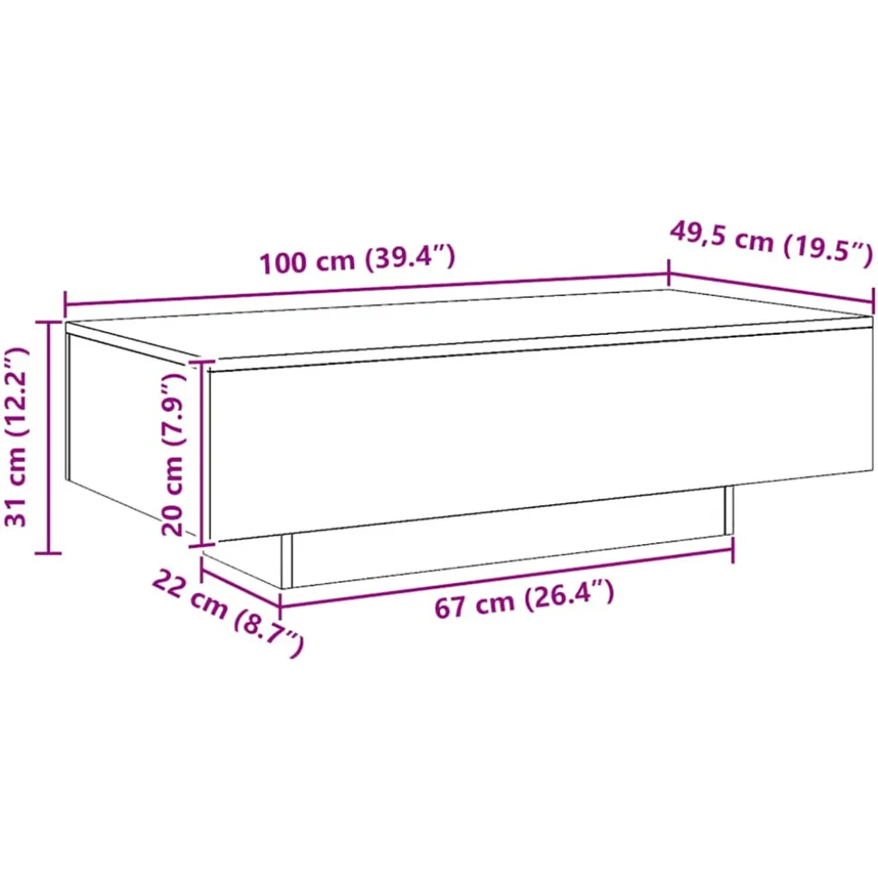 VIDAXL - Table basse chêne artisanal 100x49,5x31 cm bois d'ingénierie