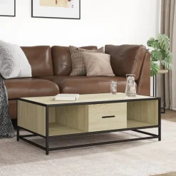 VIDAXL - Table basse chêne sonoma 100x57x35cm bois d'ingénierie et métal