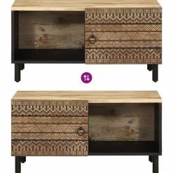 VIDAXL - Table basse noir 80x50x40 cm bois de manguier massif brut