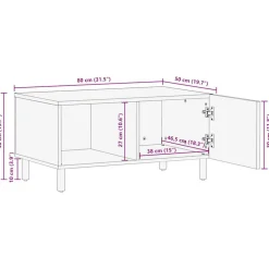 VIDAXL - Table basse noir 80x50x40 cm bois de manguier massif brut