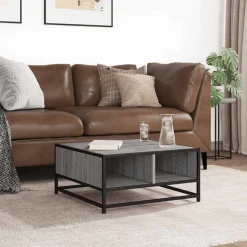 VIDAXL - Table basse sonoma gris 60,5x60,5x30 cm bois d'ingénierie/métal