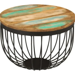 VIDAXL - Table basse ø50x35 cm bois de récupération massif et acier