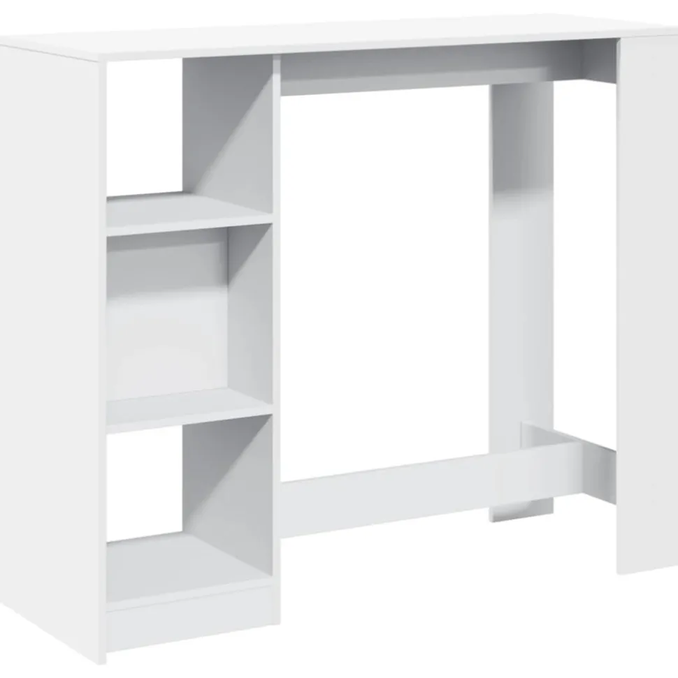 VIDAXL - Table de bar et étagère blanc 124x46x103,5 cm bois d'ingénierie