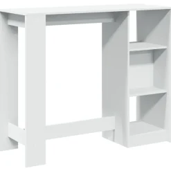 VIDAXL - Table de bar et étagère blanc 124x46x103,5 cm bois d'ingénierie
