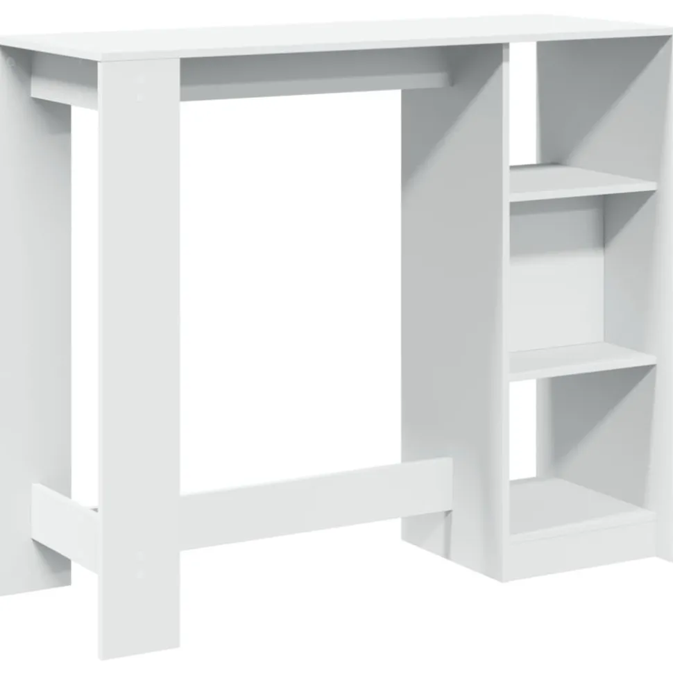 VIDAXL - Table de bar et étagère blanc 124x46x103,5 cm bois d'ingénierie