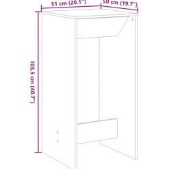 VIDAXL - Table de bar vieux bois 51x50x103,5 cm bois d'ingénierie