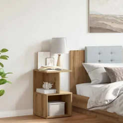 VIDAXL - Table de chevet chêne artisanal 35x35x55 cm bois d'ingénierie
