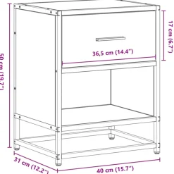 VIDAXL - Table de chevet chêne fumé 40x31x50 cm bois d'ingénierie