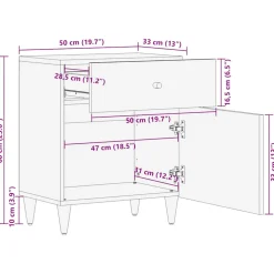 VIDAXL - Table de chevet gris clair 50x33x60 cm bois de manguier massif