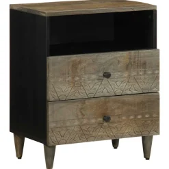 VIDAXL - Table de chevet gris clair 50x33x60 cm bois de manguier massif