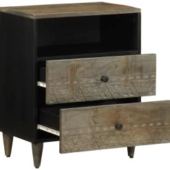 VIDAXL - Table de chevet gris clair 50x33x60 cm bois de manguier massif