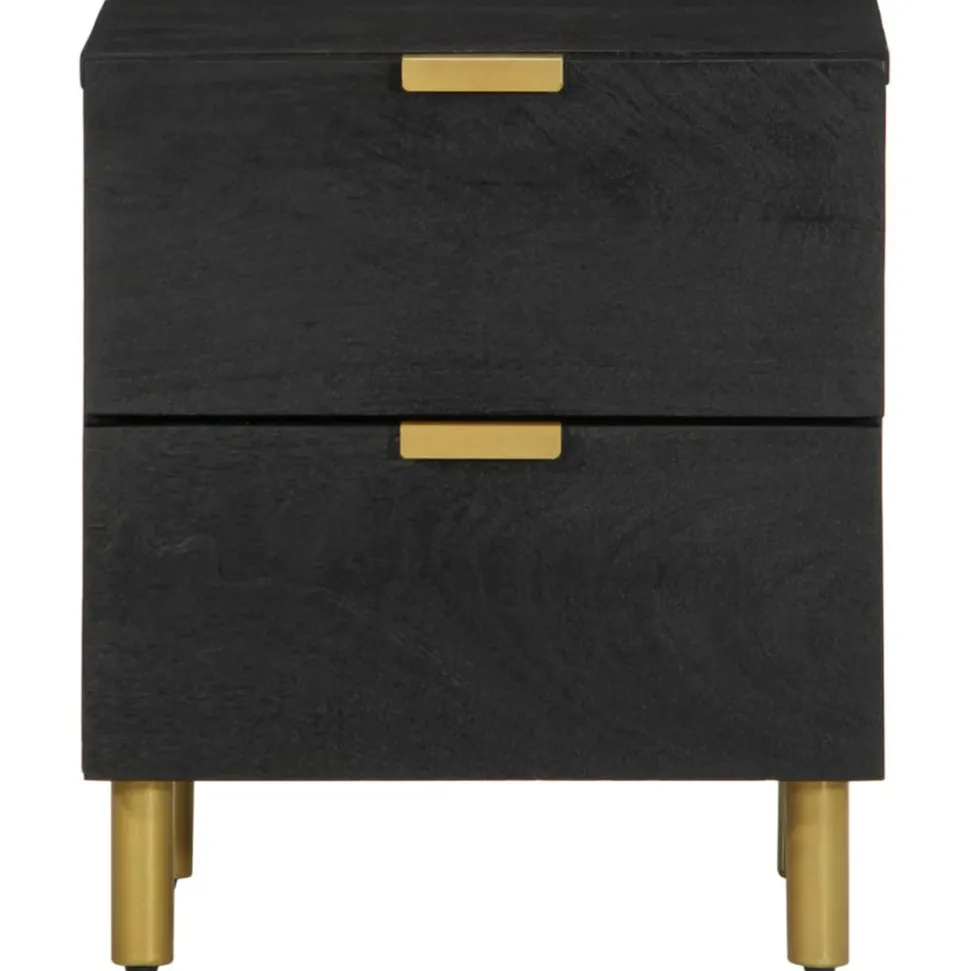 VIDAXL - Table de chevet noir 40x33x46 cm bois de manguier solide