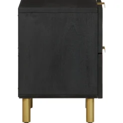 VIDAXL - Table de chevet noir 40x33x46 cm bois de manguier solide