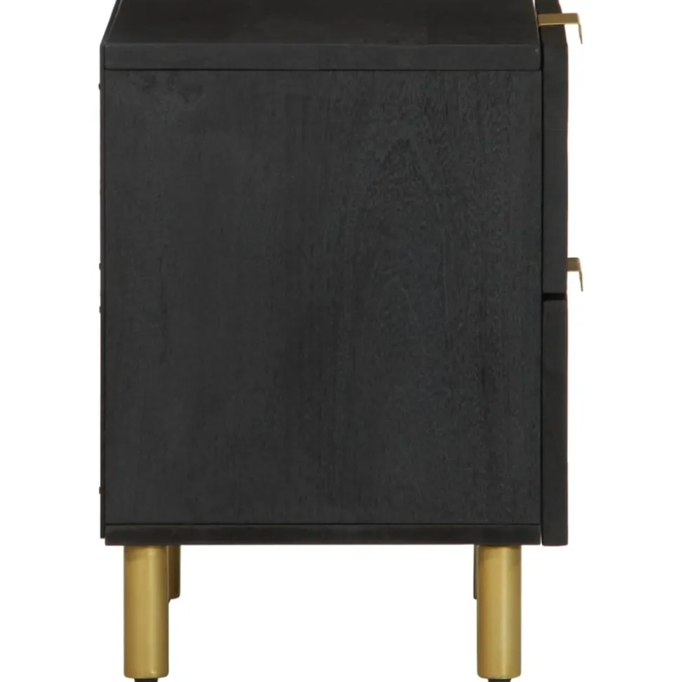 VIDAXL - Table de chevet noir 40x33x46 cm bois de manguier solide