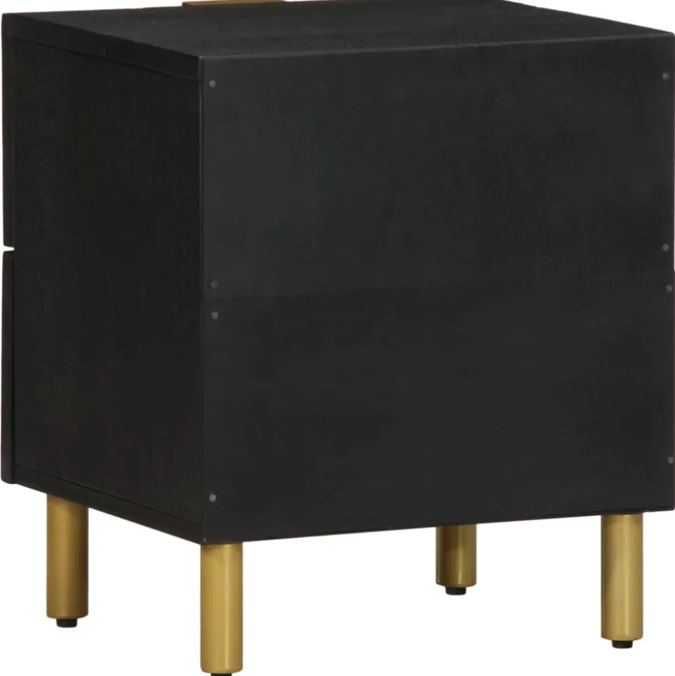 VIDAXL - Table de chevet noir 40x33x46 cm bois de manguier solide