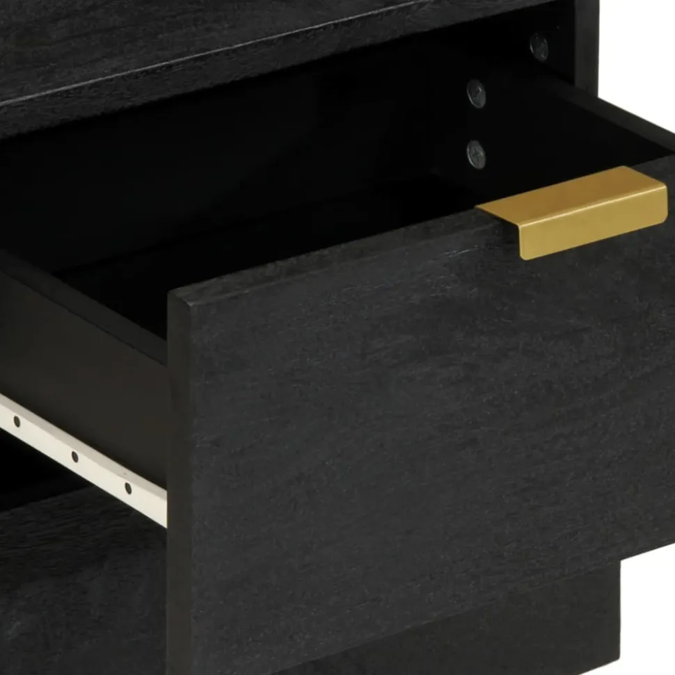 VIDAXL - Table de chevet noir 40x33x46 cm bois de manguier solide