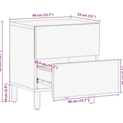 VIDAXL - Table de chevet noir 40x33x46 cm bois de manguier solide
