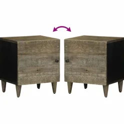 VIDAXL - Tables chevet 2 pcs gris clair 40x33x46 cm bois manguier solide