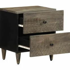 VIDAXL - Tables chevet 2 pcs gris clair 40x33x46 cm bois manguier solide