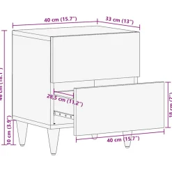 VIDAXL - Tables chevet 2 pcs gris clair 40x33x46 cm bois manguier solide