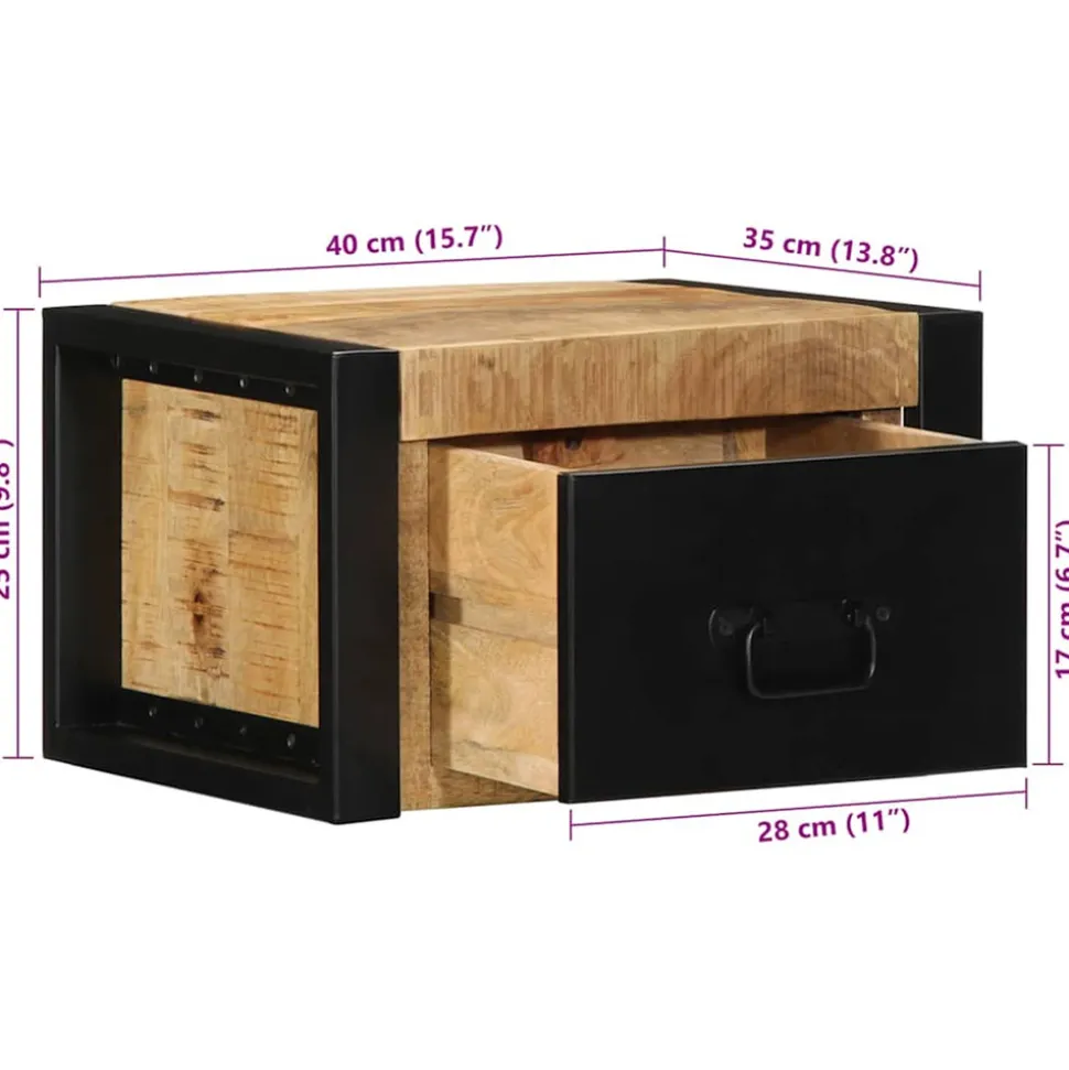 VIDAXL - Tables de chevet 2 pcs 40x35x25 cm bois de manguier massif brut