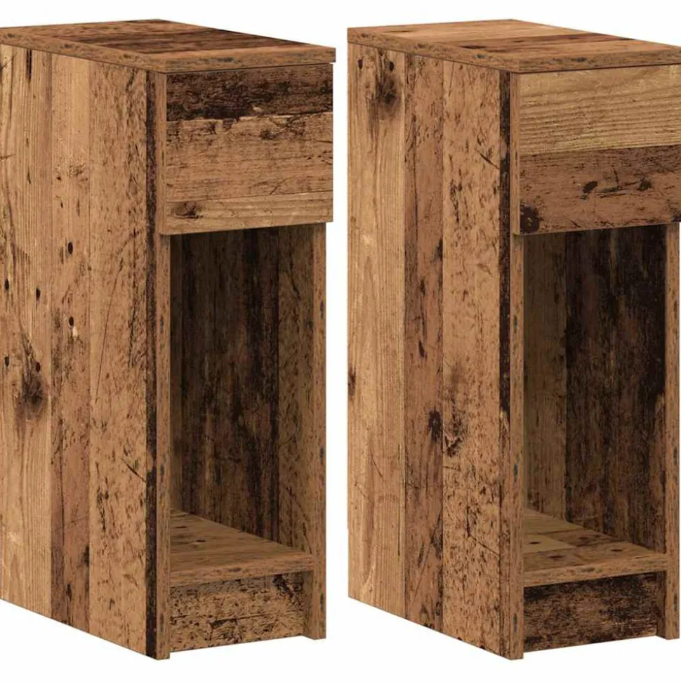 VIDAXL - Tables de chevet avec tiroir 2 pcs vieux bois 20x36x60 cm