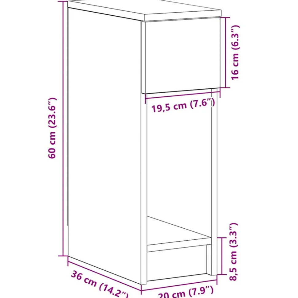 VIDAXL - Tables de chevet avec tiroir 2 pcs vieux bois 20x36x60 cm