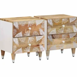 VIDAXL - Tables de chevet 2 pcs 40x33,5x46 cm bois de manguier solide