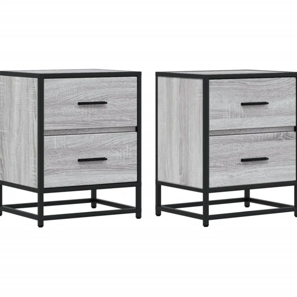VIDAXL - Tables de chevet 2 pcs sonoma gris 40x31x50 cm bois ingénierie