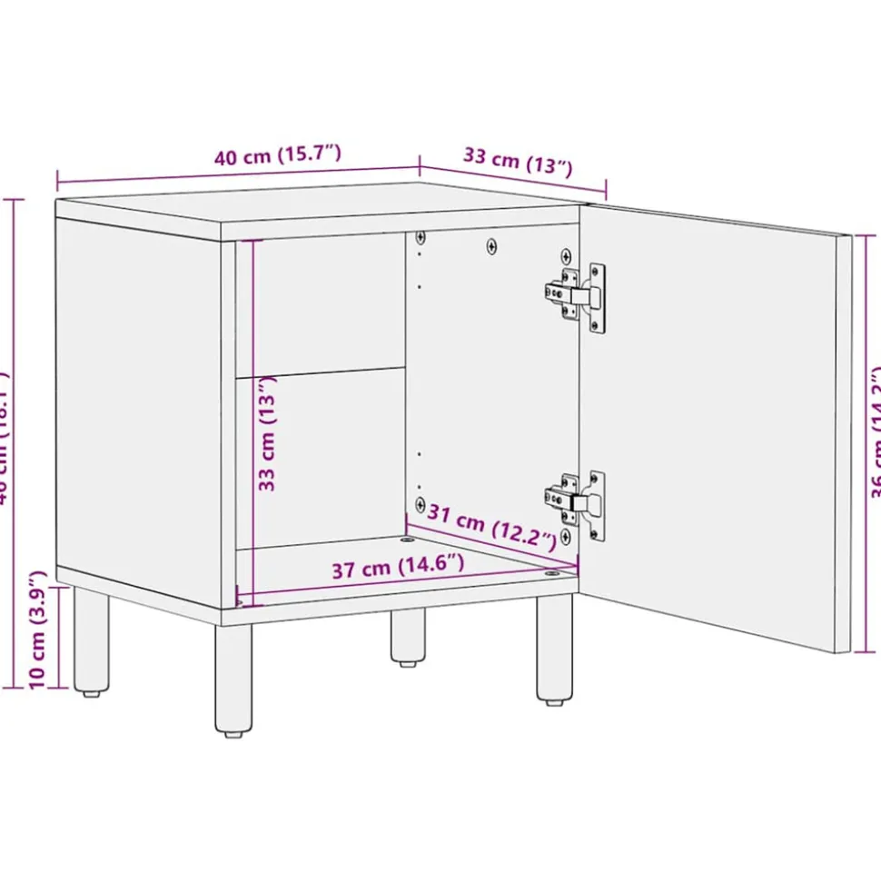 VIDAXL - Tables de chevet 2 pcs 40x33x46 cm bois de manguier solide