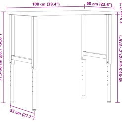 VIDAXL - Établi marron clair 100x60x(71,5-98) cm bois de chêne massif