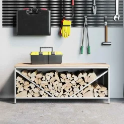 VIDAXL - Étagère à bois de chauffage avec plateau en bois blanc