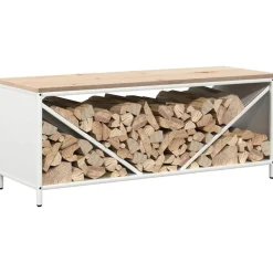 VIDAXL - Étagère à bois de chauffage avec plateau en bois blanc