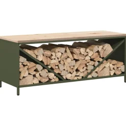 VIDAXL - Étagère à bois de chauffage avec plateau en bois vert olive