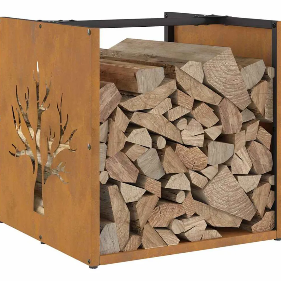 VIDAXL - Étagère à bois 40x40x40 cm acier résistant aux intempéries