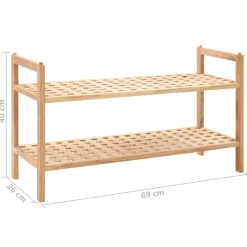 VIDAXL - Étagère à chaussures bois de noyer massif 69 x 26 x 40 cm